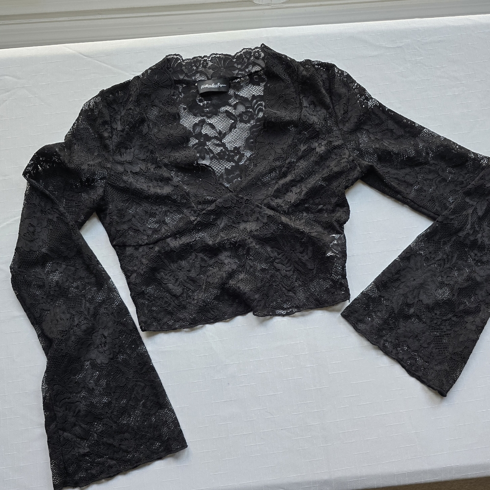 Chic Black Lace Bell Sleeve Blouse Willow Botique Coquette Girl
